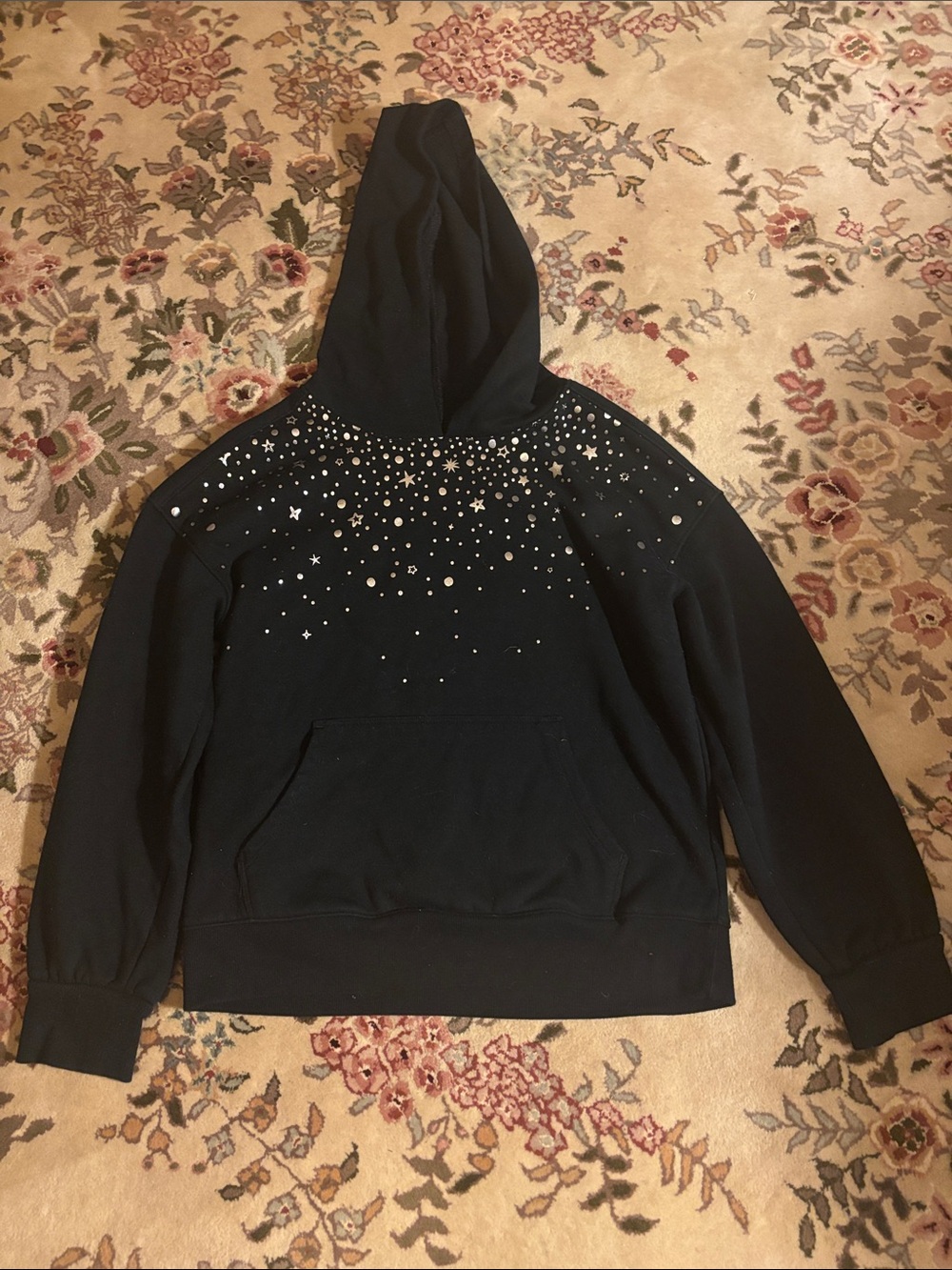 Cat & Jack Black Hooded Sweatshirt with Star Studs